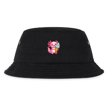 Rosa Kawaii-Axolotl mit buntem Eis – Zuckersüß - Kinder Bucket Hat - Schwarz - Vorne