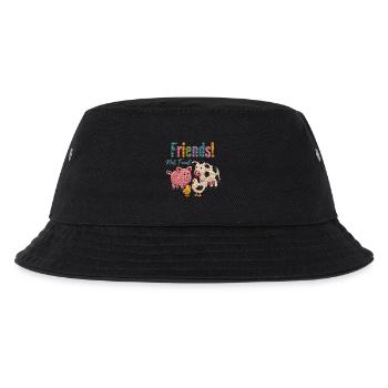 Friends Not Food – Cute crochet animals | Veggie & Vega - Kids’ Bucket Hat - black - Front