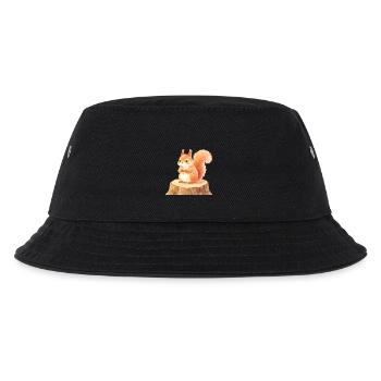 Cute squirrel in spring forest with flowers - Kids’ Bucket Hat - black - Front