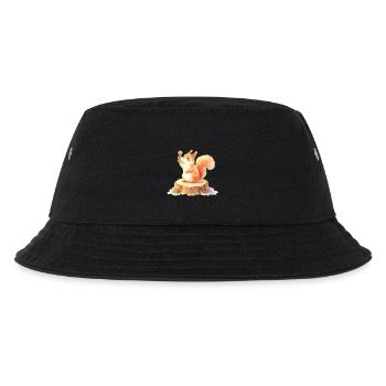 Cute squirrel with flower in spring forest - Kids’ Bucket Hat - black - Front
