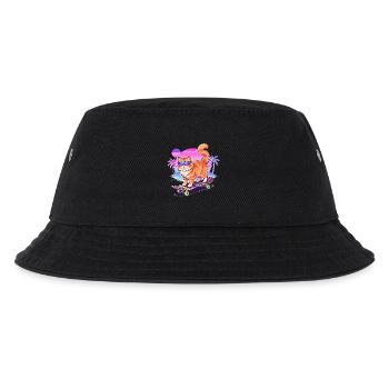 Retro Synthwave Cat Skateboard - Kids’ Bucket Hat - black - Front
