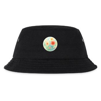 Pastel Watercolor Flowers Circle - Kids’ Bucket Hat - black - Front