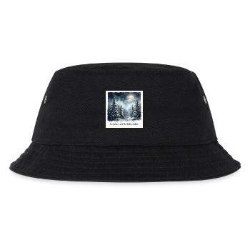 Im Schnee wird die Stille sichtbar – Winterwald  - Kinder Bucket Hat - Schwarz - Vorne