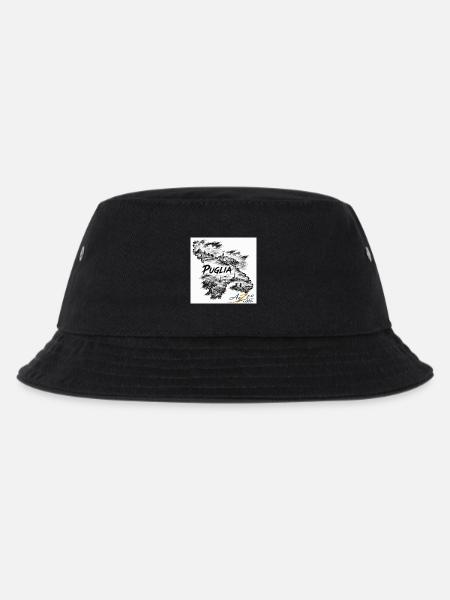 Azzo Puglia Skizzenkarte - Kinder Bucket Hat - Schwarz