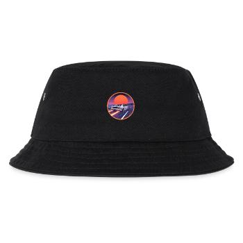 Retro 80er Cyber Supercar Neon Highway Emblem - Kinder Bucket Hat - Schwarz - Vorne