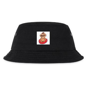 Little Monkey on Red Inflatable Boat - Kids’ Bucket Hat - black - Front