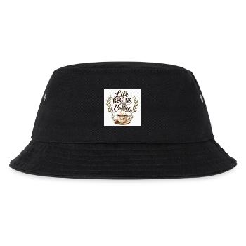 Life_Begins_After_Coffee.png - Kinder Bucket Hat - Schwarz - Vorne