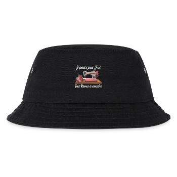 Ich kann nicht, ich habe Träume, um Humor zu nähen - Kinder Bucket Hat - Schwarz - Vorne