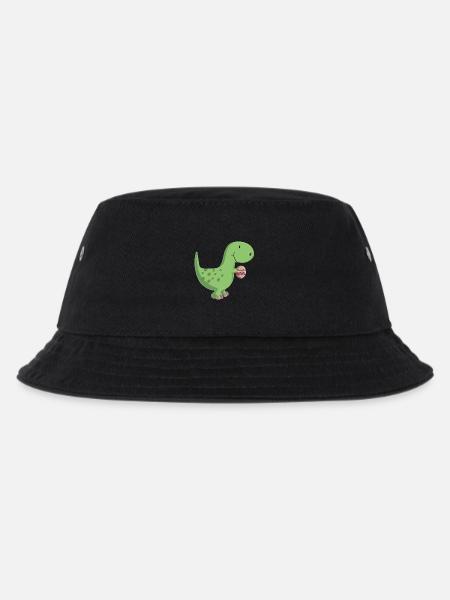 Dino mit Ei - Kinder Bucket Hat - Schwarz