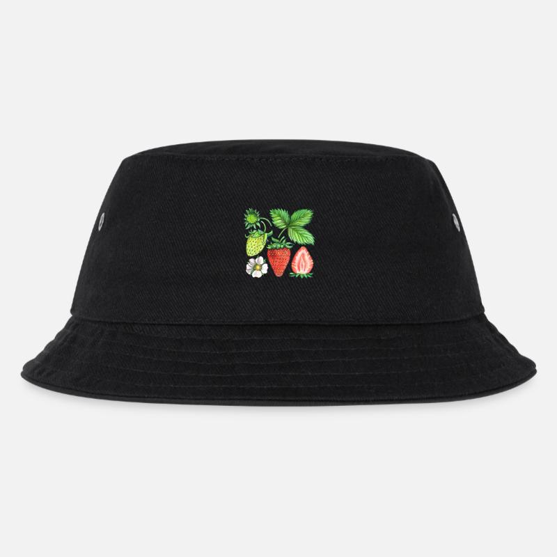 Erdbeeren - Kinder Bucket Hat - Schwarz