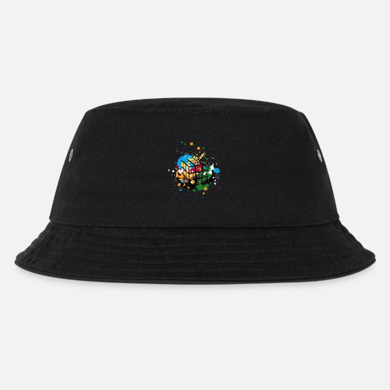 Rubik's Cube Zauberwürfel Splatter - Kinder Bucket Hat - Schwarz