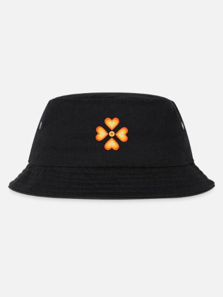 70er Jahre Blume Muster - Kinder Bucket Hat - Schwarz