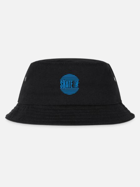 Kreisförmiges Retro-Blau-Schlittschuhlaufen - Kinder Bucket Hat - Schwarz