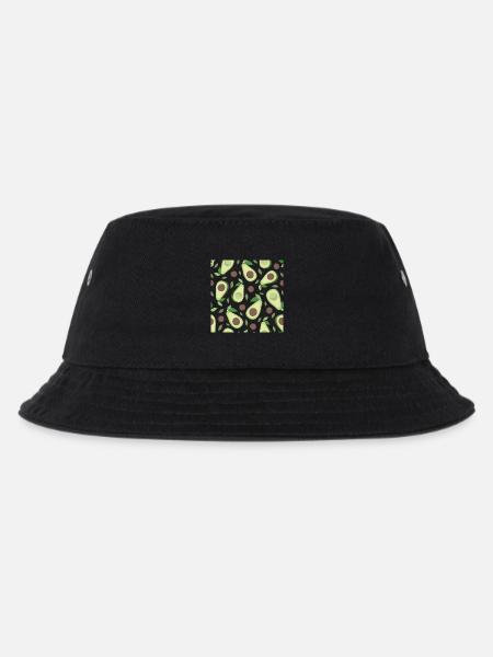Aubergine und Avocado Muster - Kinder Bucket Hat - Schwarz