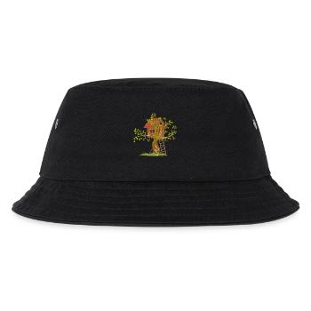 schiefes Baumhaus in der Baumkrone mit Leiter - Kinder Bucket Hat - Schwarz - Vorne