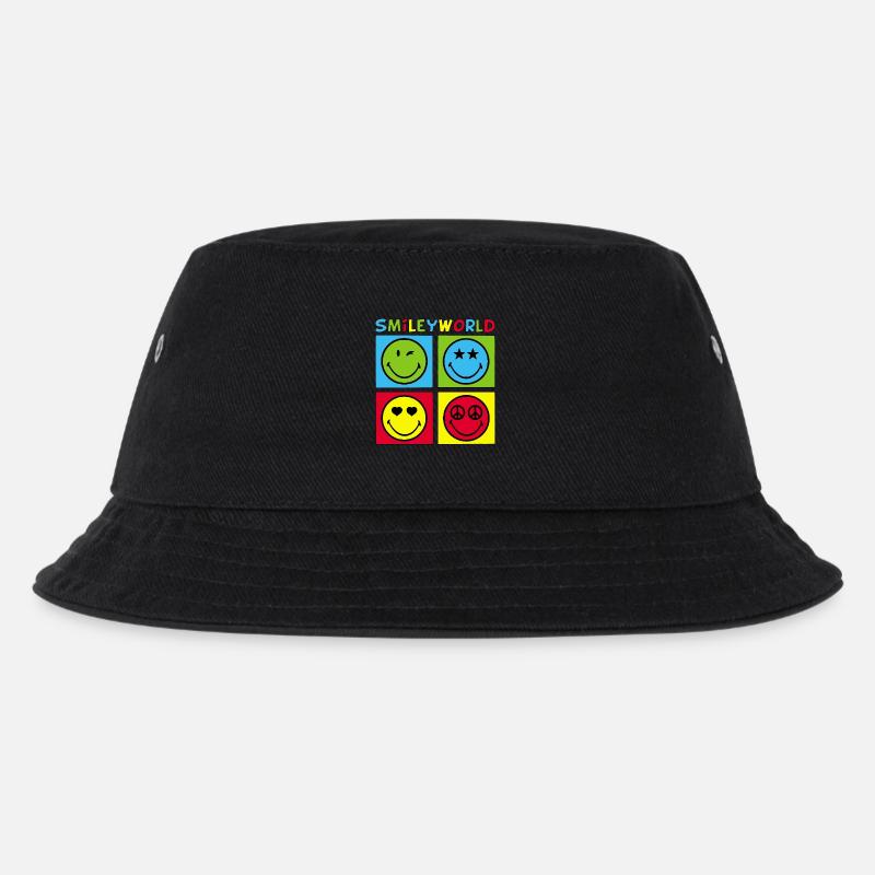 Smileys und vierfarbig - Kinder Bucket Hat - Schwarz