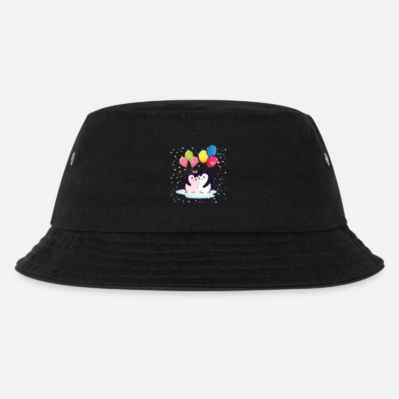 Pinguine mit Luftballons - Kinder Bucket Hat - Schwarz