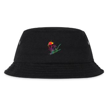 bunte Komposition Waldpilze,Gräser und Ast - Kinder Bucket Hat - Schwarz - Vorne