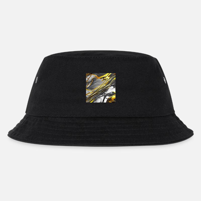 Marmor Schwarz Gold Textur - Kinder Bucket Hat - Schwarz