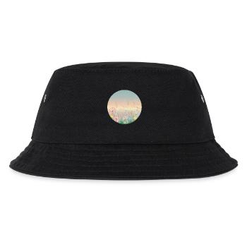 zart blühende Wiese in Pastellfarben im Frühling - Kinder Bucket Hat - Schwarz - Vorne