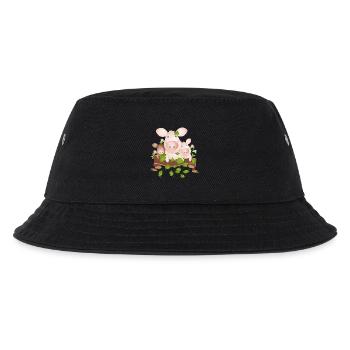 three lucky pigs with four-leaf clovers - Kids’ Bucket Hat - black - Front