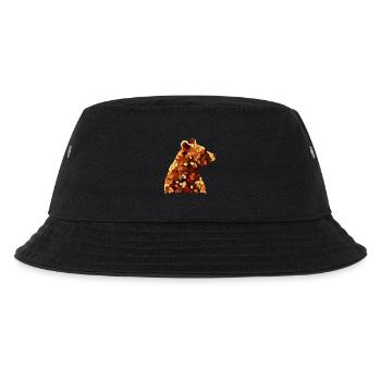 Herbstlicher Bär: Buntes Laub und Blätter Design - Kinder Bucket Hat - Schwarz - Vorne