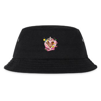 Lebkuchenherz mit Zuckerguß Wünsche und Krone - Kinder Bucket Hat - Schwarz - Vorne