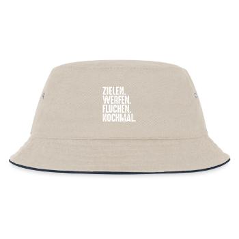 Zielen Werfen Fluchen Nochmal Spruch Bouler - Kinder Bucket Hat - Natur/Navy - Vorne