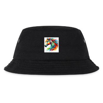 Pferd - Kinder Bucket Hat - Schwarz - Vorne
