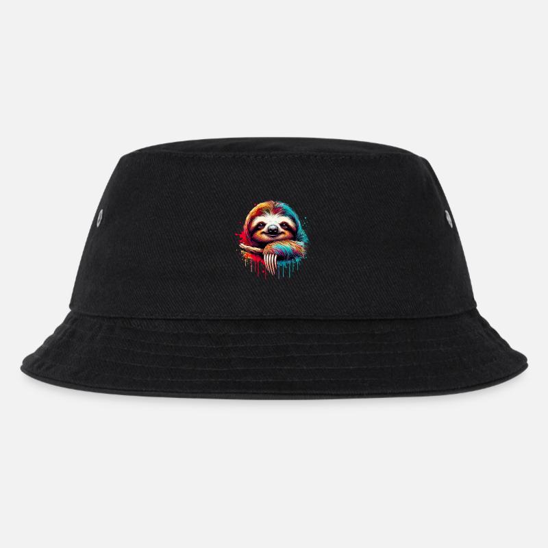 Faultier - Kinder Bucket Hat - Schwarz