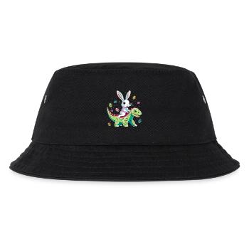Osterhase reitet auf Dinosaurier - Kinder Bucket Hat - Schwarz - Vorne