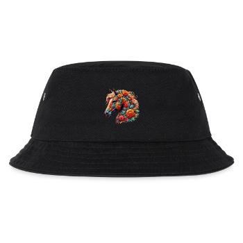 Pferd mit Blumen geschmückt - Kinder Bucket Hat - Schwarz - Vorne