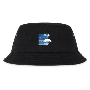 Essen - Fallschirmspringen - Schlafen -Wiederholen - Kinder Bucket Hat - Schwarz - Vorne