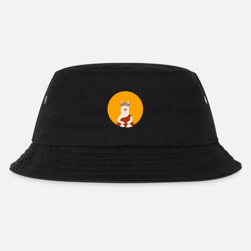 Meditating Lama - Kids’ Bucket Hat - black