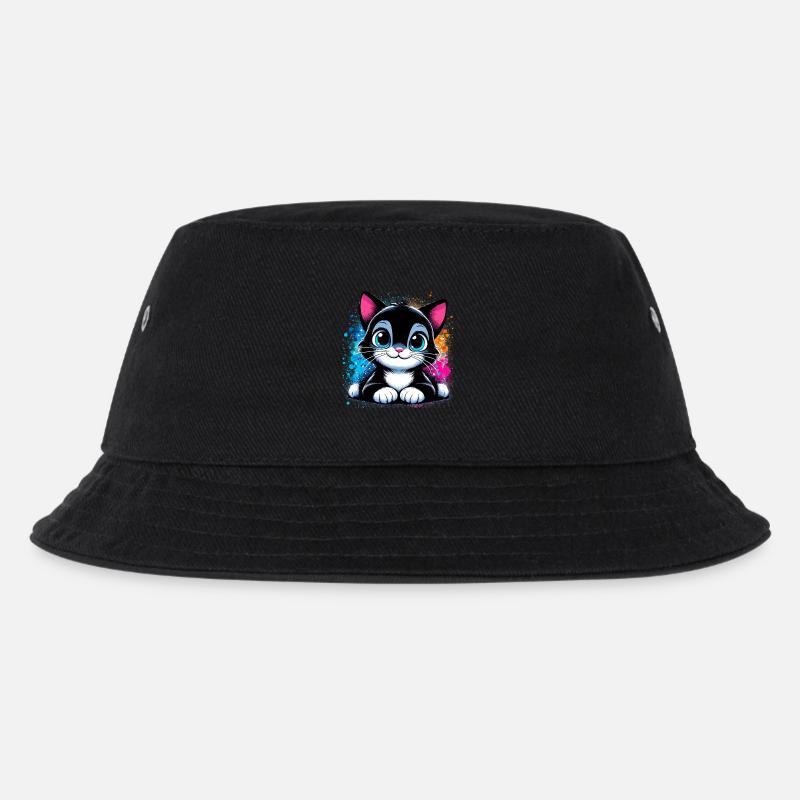 Katze - Kinder Bucket Hat - Schwarz