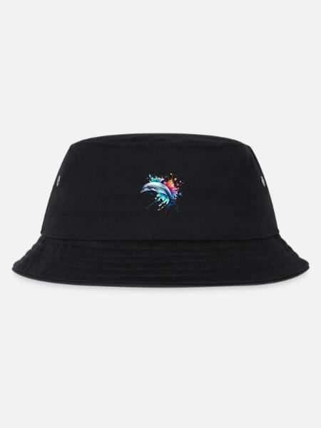 Lebendiger Delfin in Aquarell, Ozean - Kinder Bucket Hat - Schwarz