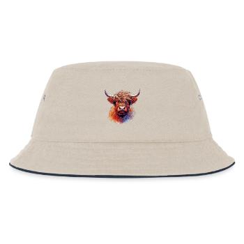 Schottische Hochlandkuh - Kinder Bucket Hat - Natur/Navy - Vorne