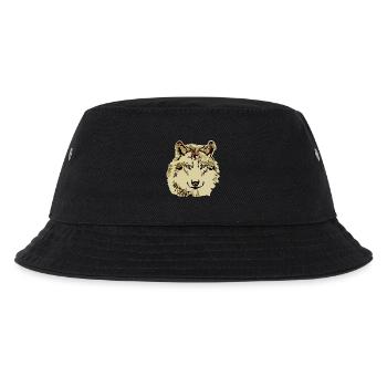 Wolf braun blaue Augen - Kinder Bucket Hat - Schwarz - Vorne