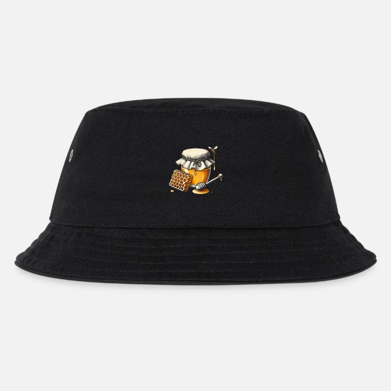 Rustikales Honigglas mit tropfender Wabe - Kinder Bucket Hat - Schwarz