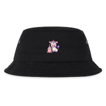 Lustige KuhEinhorn mit Geburtstagstorte - Kinder Bucket Hat - Schwarz - Vorne