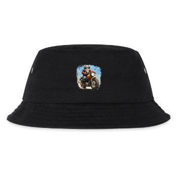 Katzen Motorradfahrer / Motorrad Katze - Kinder Bucket Hat - Schwarz - Vorne