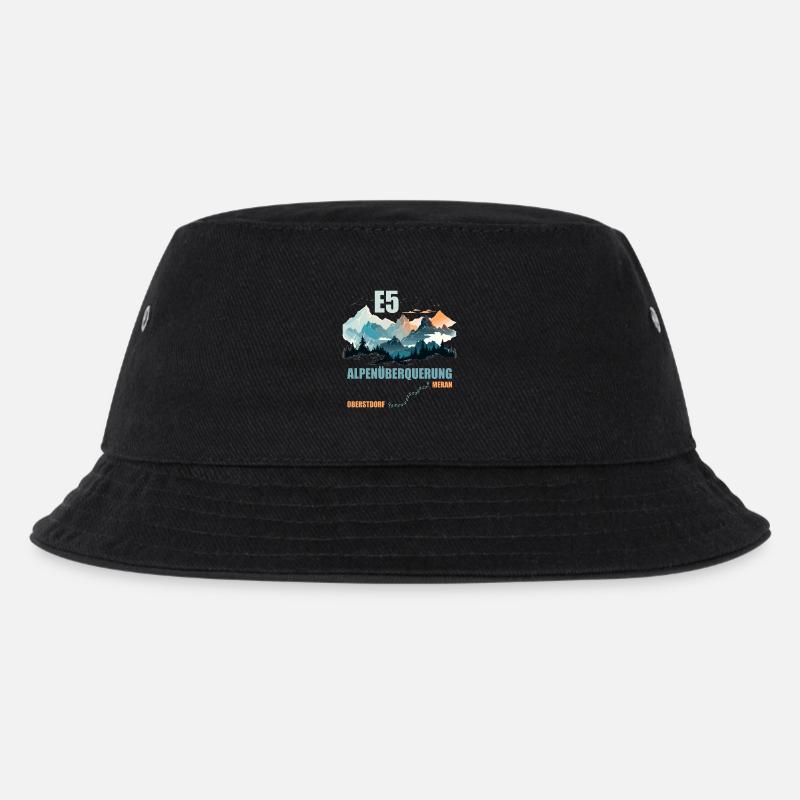 E5 Alpenüberquerung - Kinder Bucket Hat - Schwarz