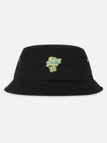 Stay True – Pastell Schriftzug - Kinder Bucket Hat - Schwarz