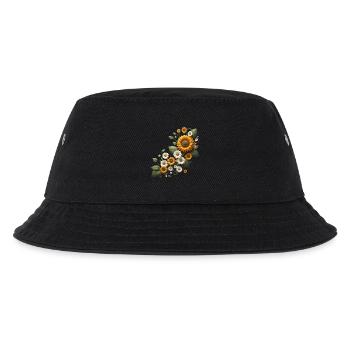 Sonnenblumenranke Margeriten Sonnenblume floral - Kinder Bucket Hat - Schwarz - Vorne