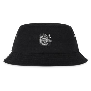 Hecht mit Wasserspritzer für Angler - Kinder Bucket Hat - Schwarz - Vorne