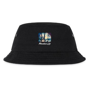 Berglandschaft mit See und Waldhütte - Kinder Bucket Hat - Schwarz - Vorne