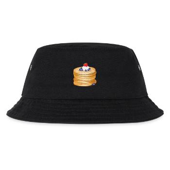 Goldbraune Pancakes mit Beeren und Sahne Motiv - Kinder Bucket Hat - Schwarz - Vorne