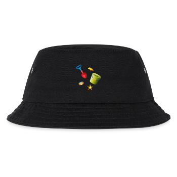 Colorful shovel and bucket with molds on the beach - Kids’ Bucket Hat - black - Front
