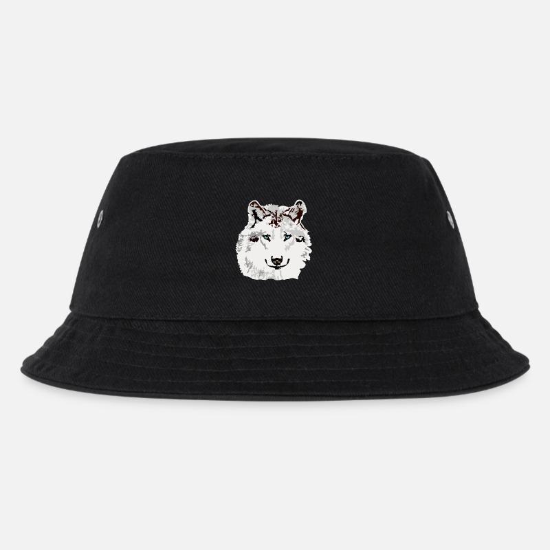 Weisser Wolf blaue Augen - Kinder Bucket Hat - Schwarz