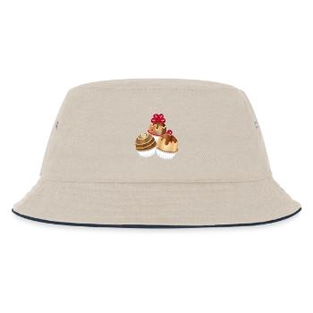 Three fine chocolates as a motif for real connoisseurs - Kids’ Bucket Hat - ecru/navy - Front